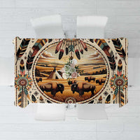 Native American Life Tablecloth Teepee Village With Buffalo Bison - Wonder Print Shop