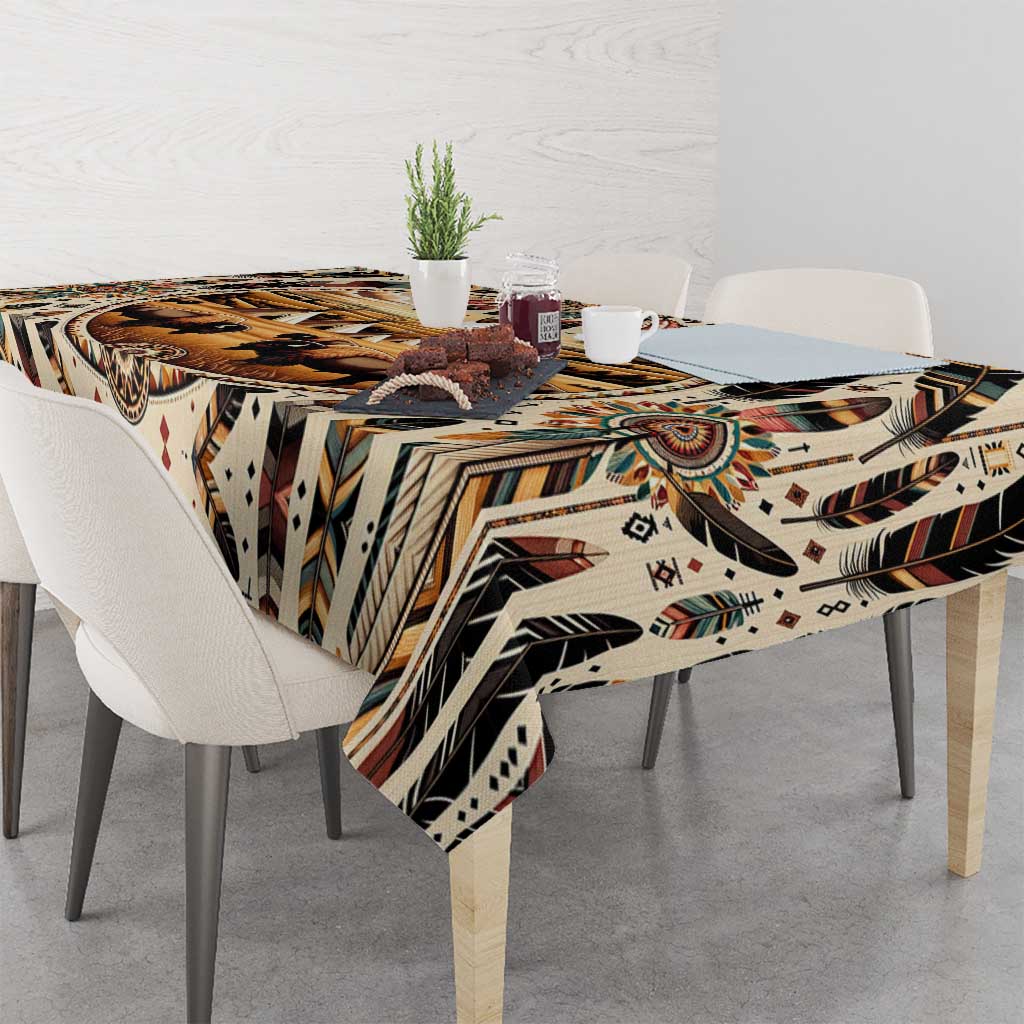 Native American Life Tablecloth Teepee Village With Buffalo Bison - Wonder Print Shop