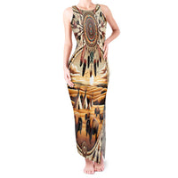 Native American Life Tank Maxi Dress Teepee Village With Buffalo Bison - Wonder Print Shop