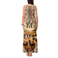 Native American Life Tank Maxi Dress Teepee Village With Buffalo Bison - Wonder Print Shop