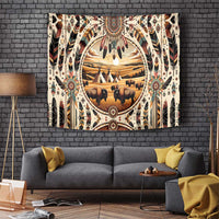 Native American Life Tapestry Teepee Village With Buffalo Bison - Wonder Print Shop