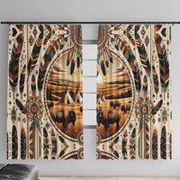 Native American Life Window Curtain Teepee Village With Buffalo Bison - Wonder Print Shop
