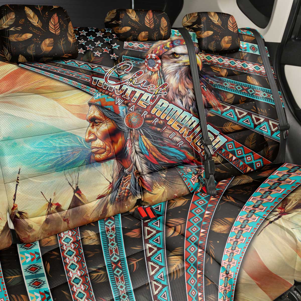 American Indian Warrior Chiefs Back Car Seat Cover - Wonder Print Shop