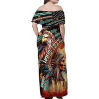 American Indian Warrior Chiefs Family Matching Off Shoulder Maxi Dress and Hawaiian Shirt - Wonder Print Shop