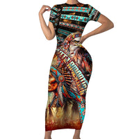 American Indian Warrior Chiefs Short Sleeve Bodycon Dress - Wonder Print Shop