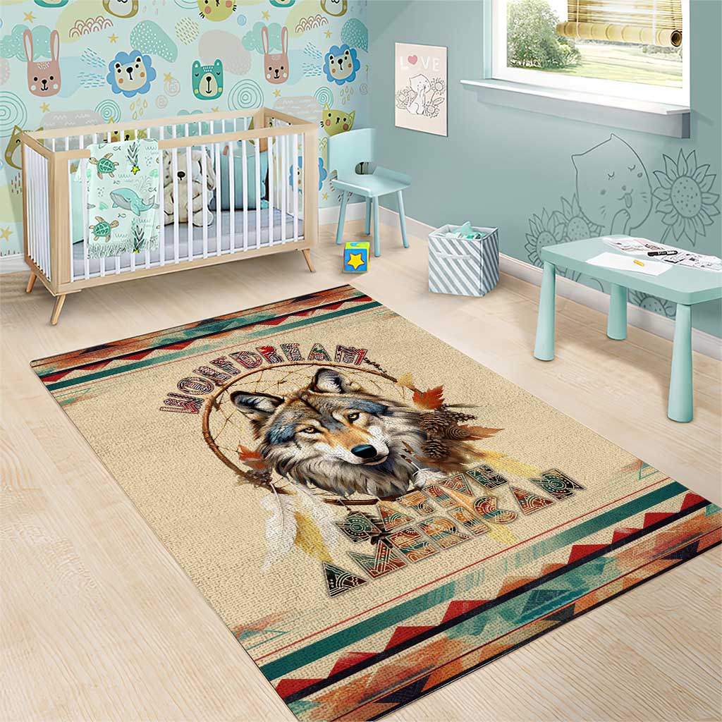 Native American Wolf Dreamcatcher Area Rug Vintage Style - Wonder Print Shop