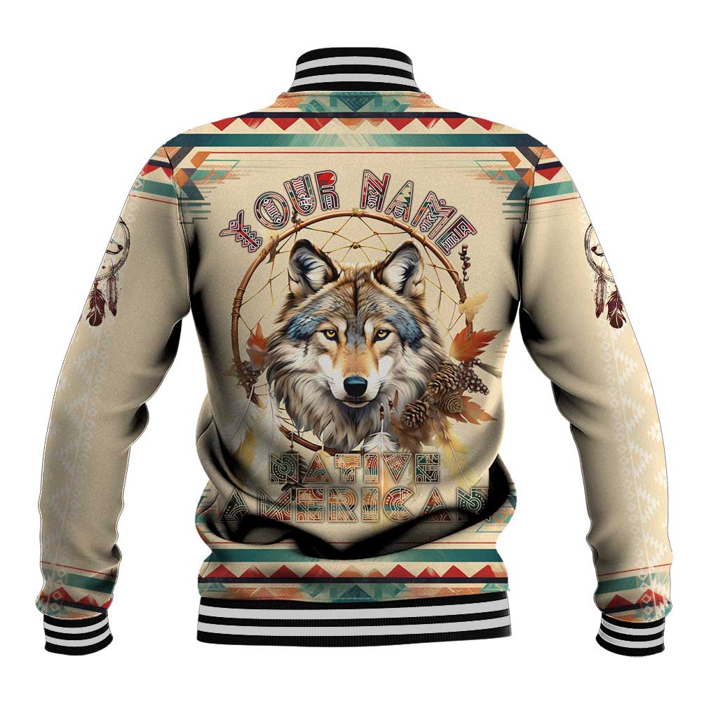 Native American Wolf Dreamcatcher Baseball Jacket Vintage Style - Wonder Print Shop