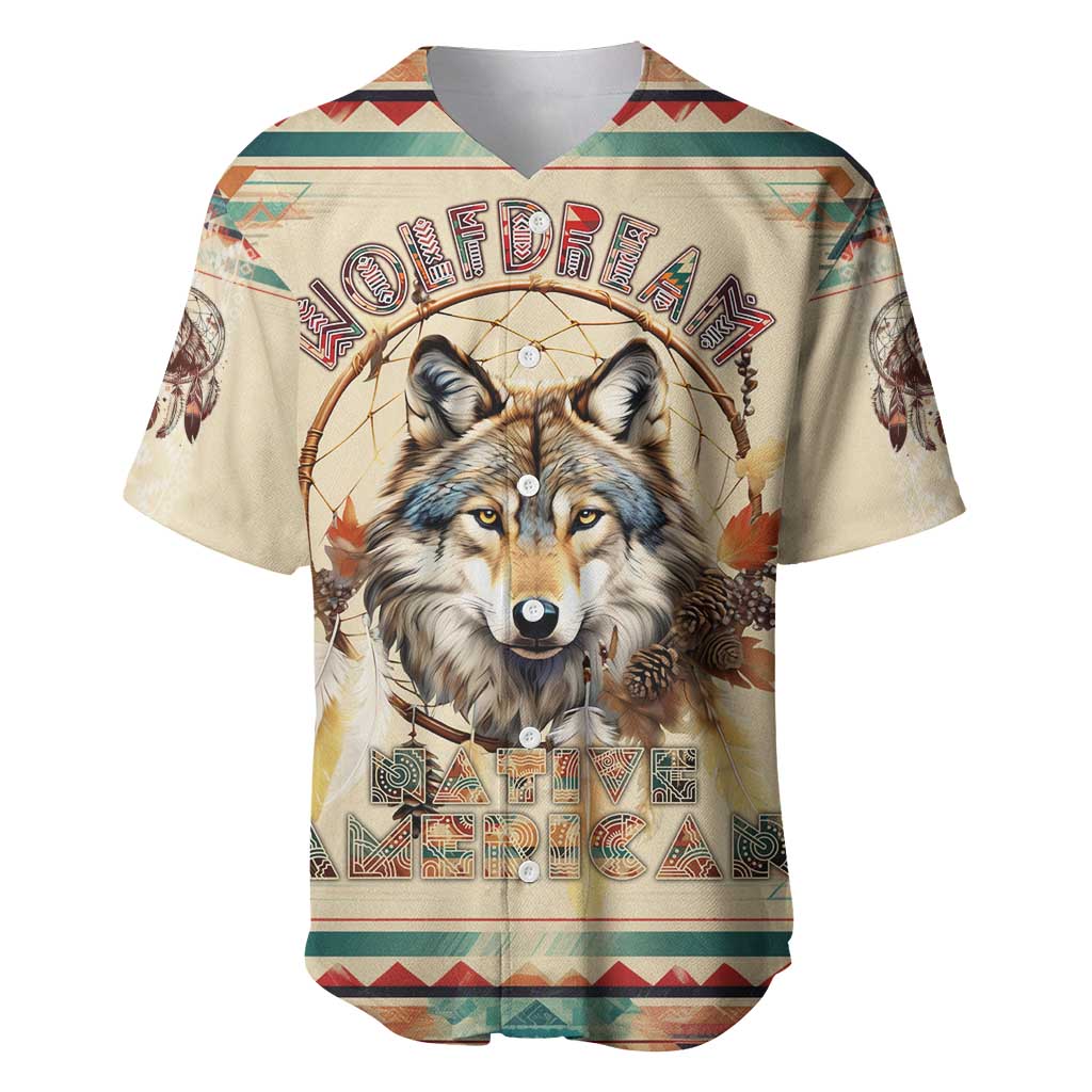 Native American Wolf Dreamcatcher Baseball Jersey Vintage Style - Wonder Print Shop