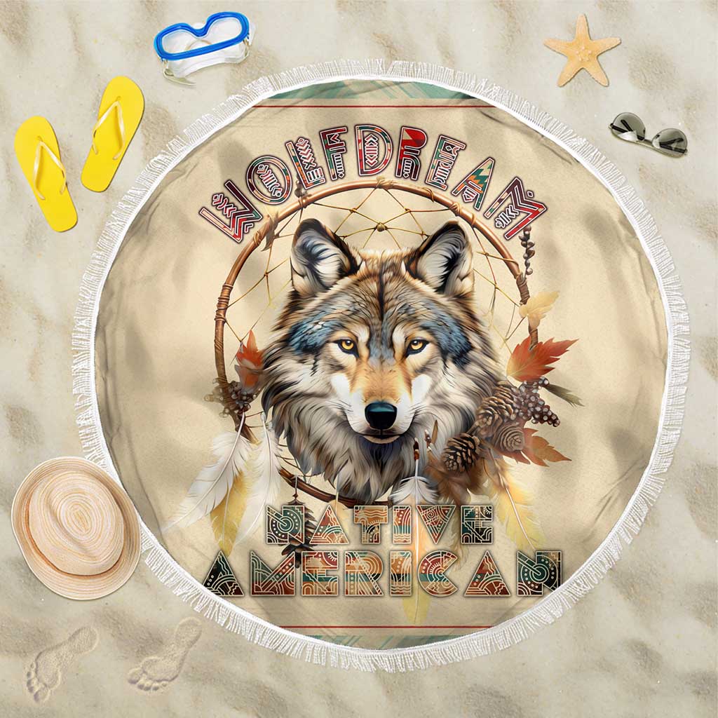 Native American Wolf Dreamcatcher Beach Blanket Vintage Style - Wonder Print Shop