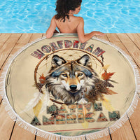 Native American Wolf Dreamcatcher Beach Blanket Vintage Style - Wonder Print Shop