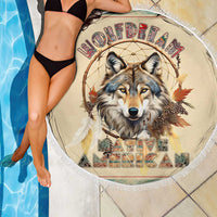 Native American Wolf Dreamcatcher Beach Blanket Vintage Style - Wonder Print Shop