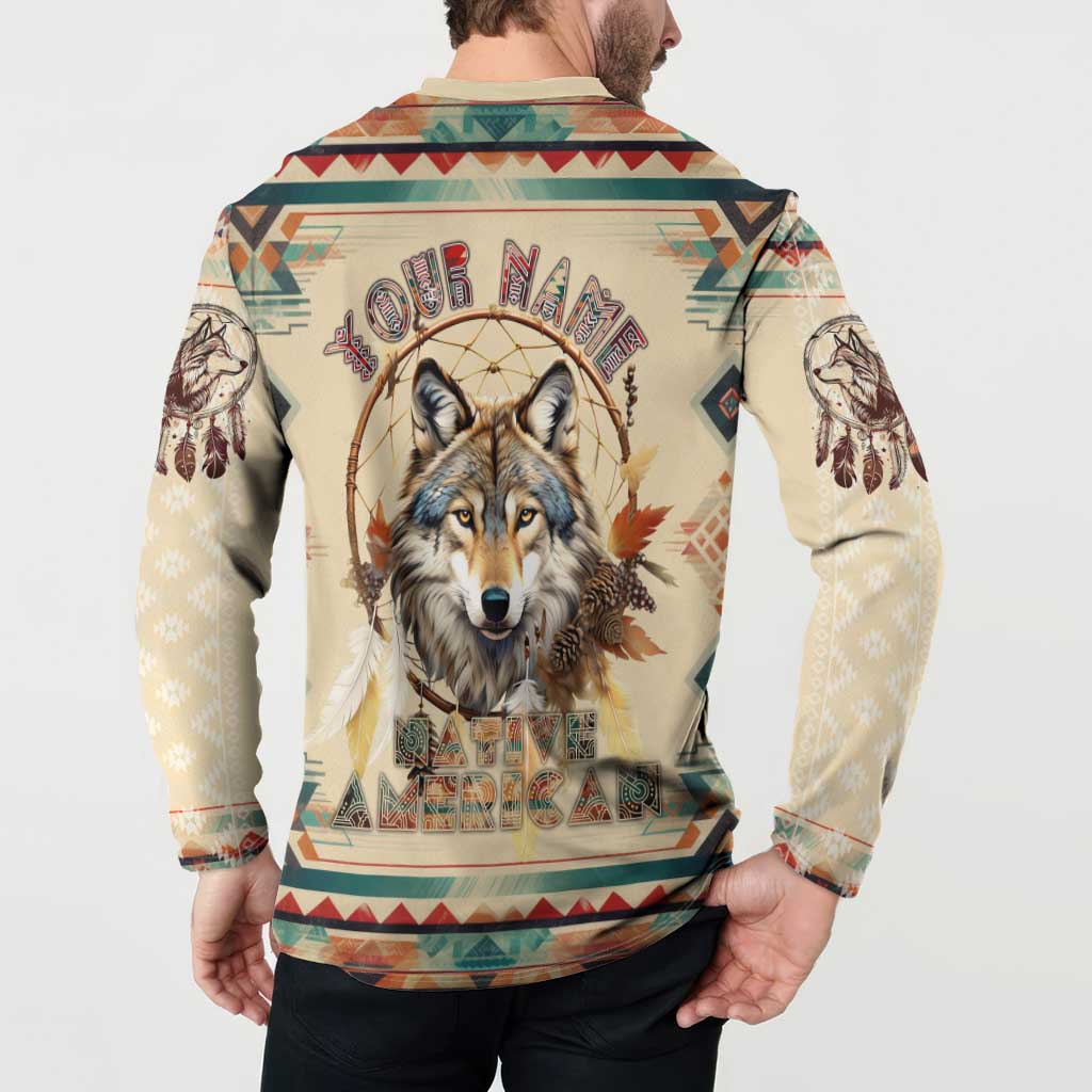 Native American Wolf Dreamcatcher Button Sweatshirt Vintage Style - Wonder Print Shop