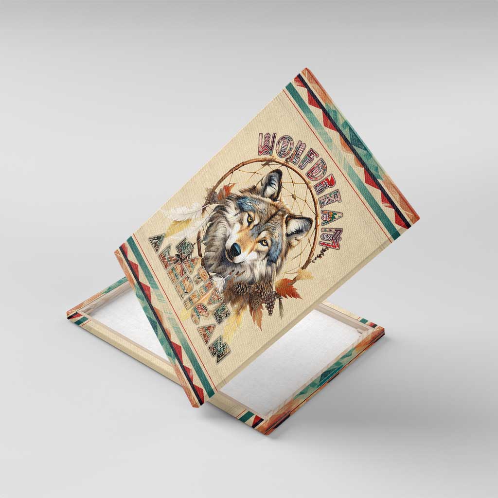 Native American Wolf Dreamcatcher Canvas Wall Art Vintage Style - Wonder Print Shop