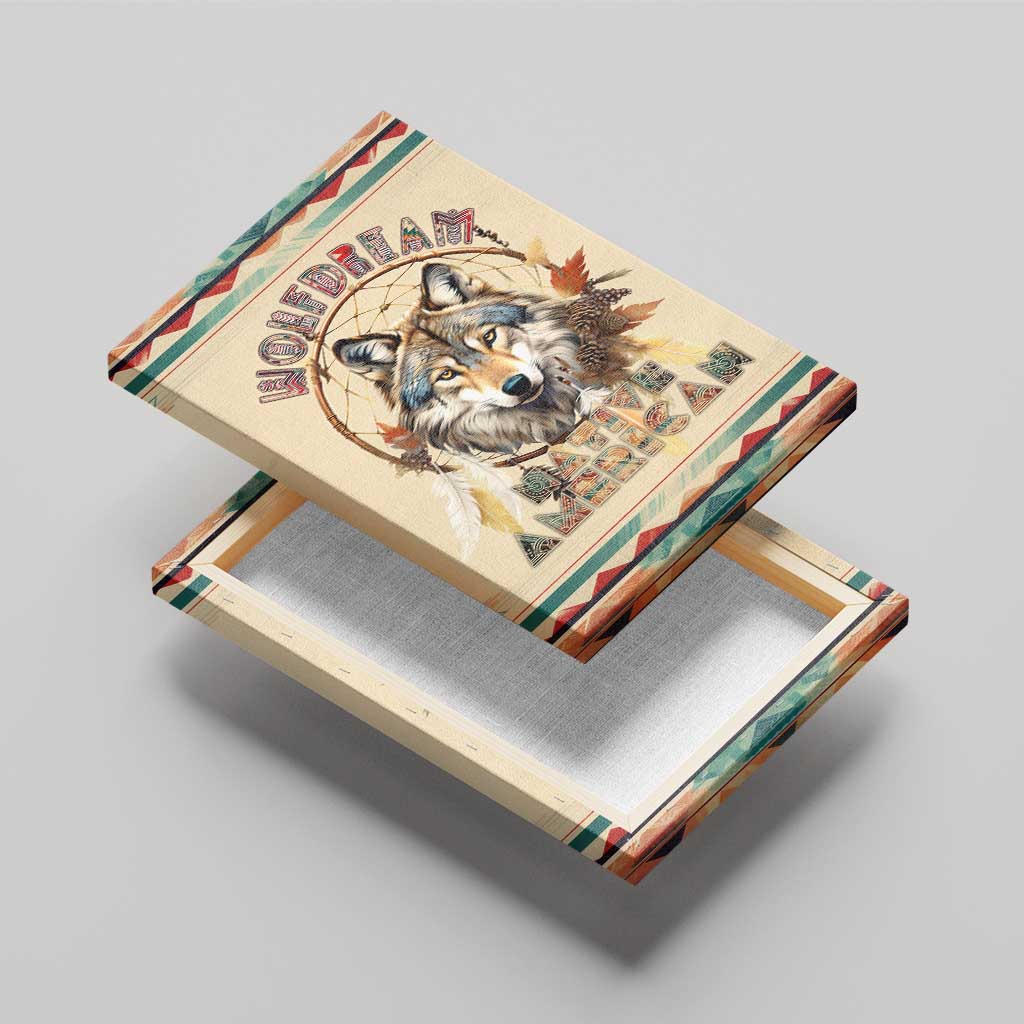 Native American Wolf Dreamcatcher Canvas Wall Art Vintage Style - Wonder Print Shop