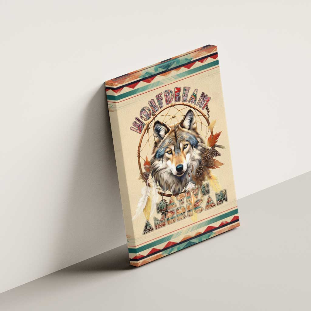 Native American Wolf Dreamcatcher Canvas Wall Art Vintage Style - Wonder Print Shop
