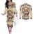 Native American Wolf Dreamcatcher Couples Matching Off The Shoulder Long Sleeve Dress and Long Sleeve Button Shirt Vintage Style