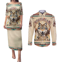 Native American Wolf Dreamcatcher Couples Matching Puletasi and Long Sleeve Button Shirt Vintage Style - Wonder Print Shop
