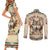 Native American Wolf Dreamcatcher Couples Matching Short Sleeve Bodycon Dress and Long Sleeve Button Shirt Vintage Style - Wonder Print Shop