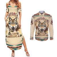 Native American Wolf Dreamcatcher Couples Matching Summer Maxi Dress and Long Sleeve Button Shirt Vintage Style - Wonder Print Shop