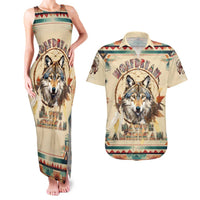Native American Wolf Dreamcatcher Couples Matching Tank Maxi Dress and Hawaiian Shirt Vintage Style - Wonder Print Shop