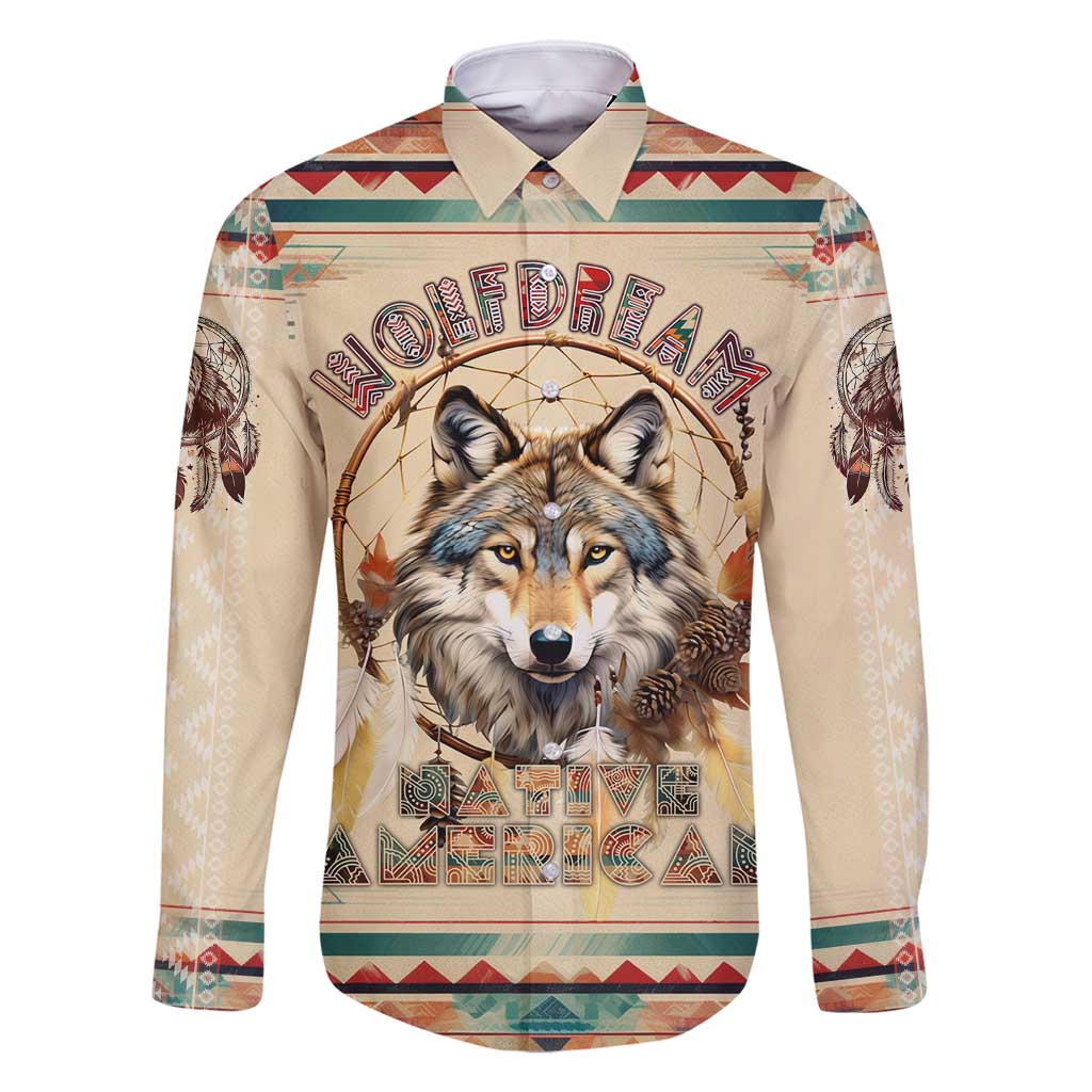 Native American Wolf Dreamcatcher Family Matching Long Sleeve Bodycon Dress and Hawaiian Shirt Vintage Style - Wonder Print Shop