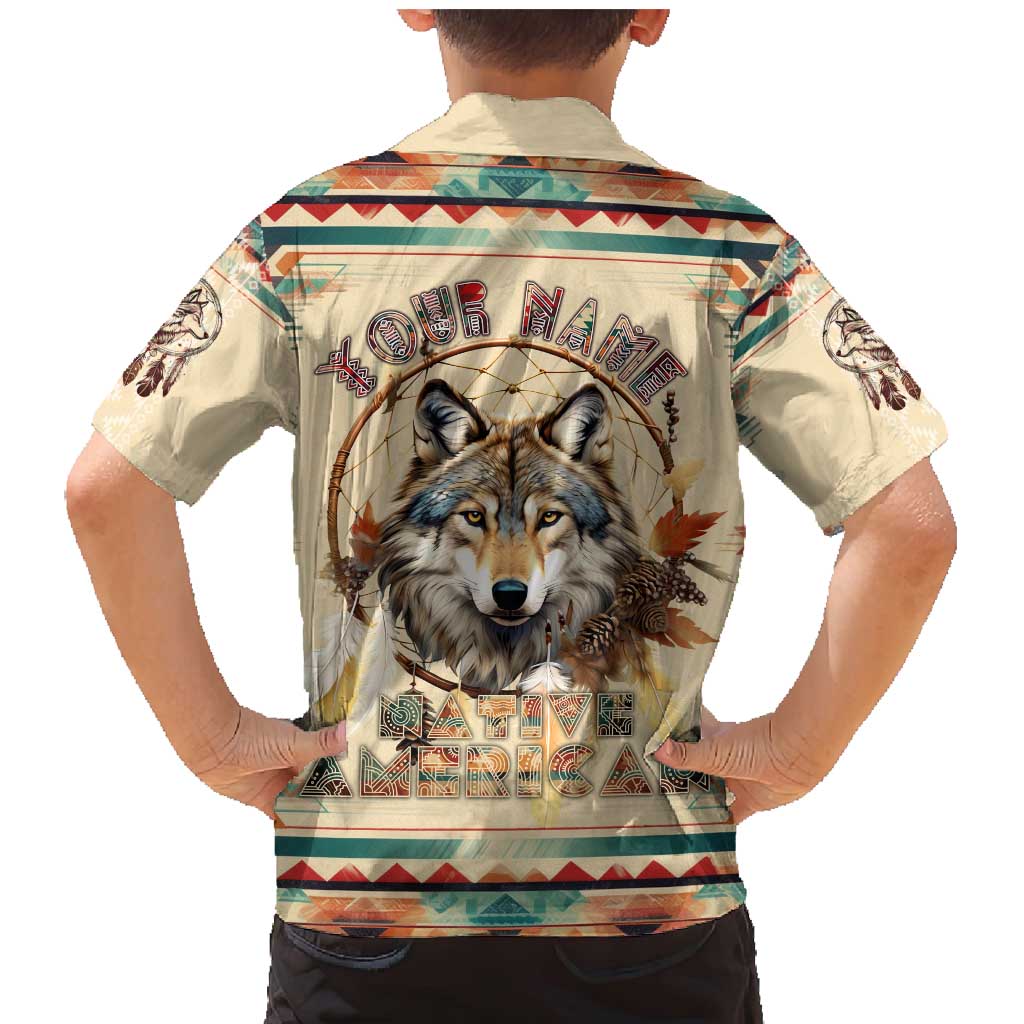 Native American Wolf Dreamcatcher Family Matching Mermaid Dress and Hawaiian Shirt Vintage Style - Wonder Print Shop