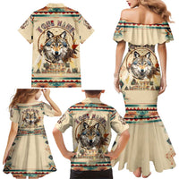 Native American Wolf Dreamcatcher Family Matching Mermaid Dress and Hawaiian Shirt Vintage Style - Wonder Print Shop