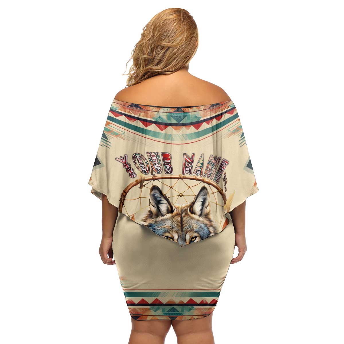 Native American Wolf Dreamcatcher Family Matching Off Shoulder Short Dress and Hawaiian Shirt Vintage Style - Wonder Print Shop