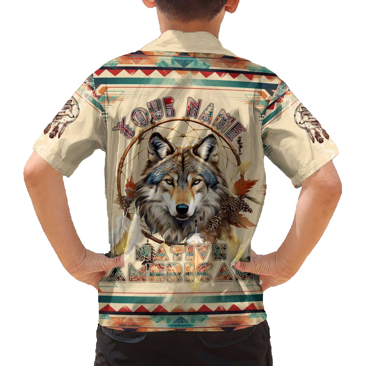 Native American Wolf Dreamcatcher Family Matching Puletasi and Hawaiian Shirt Vintage Style - Wonder Print Shop