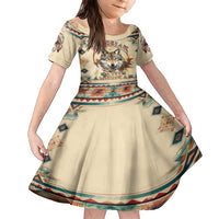 Native American Wolf Dreamcatcher Family Matching Short Sleeve Bodycon Dress and Hawaiian Shirt Vintage Style - Wonder Print Shop