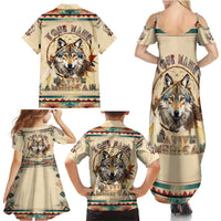 Native American Wolf Dreamcatcher Family Matching Summer Maxi Dress and Hawaiian Shirt Vintage Style - Wonder Print Shop