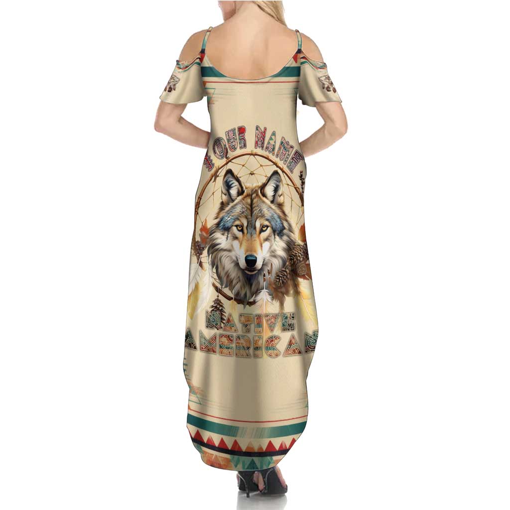 Native American Wolf Dreamcatcher Family Matching Summer Maxi Dress and Hawaiian Shirt Vintage Style - Wonder Print Shop