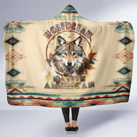 Native American Wolf Dreamcatcher Hooded Blanket Vintage Style
