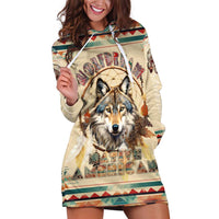 Native American Wolf Dreamcatcher Hoodie Dress Vintage Style - Wonder Print Shop