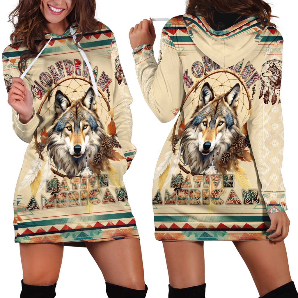 Native American Wolf Dreamcatcher Hoodie Dress Vintage Style - Wonder Print Shop