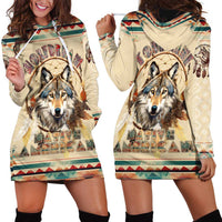 Native American Wolf Dreamcatcher Hoodie Dress Vintage Style - Wonder Print Shop