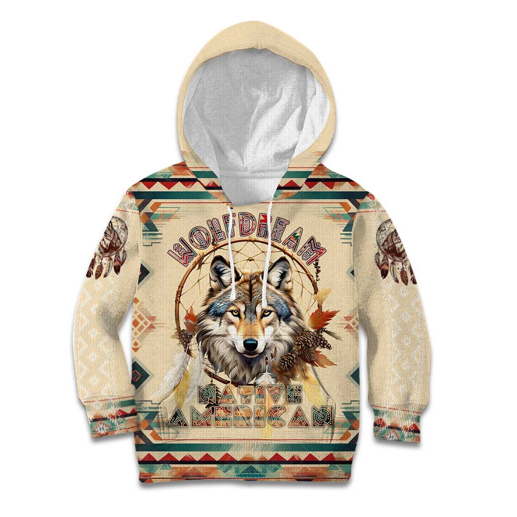 Native American Wolf Dreamcatcher Kid Hoodie Vintage Style - Wonder Print Shop