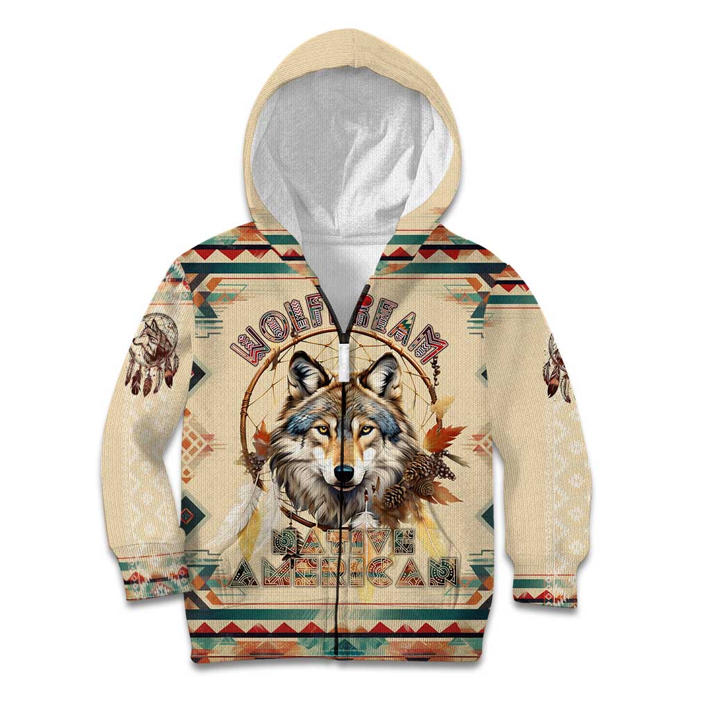 Native American Wolf Dreamcatcher Kid Hoodie Vintage Style - Wonder Print Shop