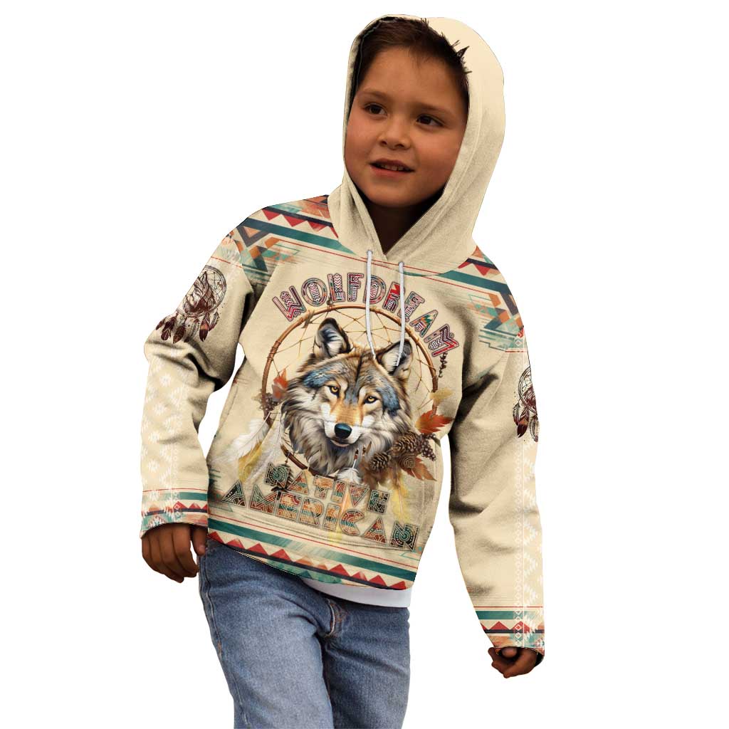 Native American Wolf Dreamcatcher Kid Hoodie Vintage Style - Wonder Print Shop