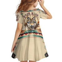Native American Wolf Dreamcatcher Kid Short Sleeve Dress Vintage Style - Wonder Print Shop