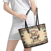 Native American Wolf Dreamcatcher Leather Tote Bag Vintage Style - Wonder Print Shop