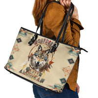 Native American Wolf Dreamcatcher Leather Tote Bag Vintage Style - Wonder Print Shop