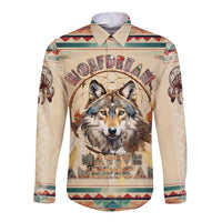 Native American Wolf Dreamcatcher Long Sleeve Button Shirt Vintage Style - Wonder Print Shop