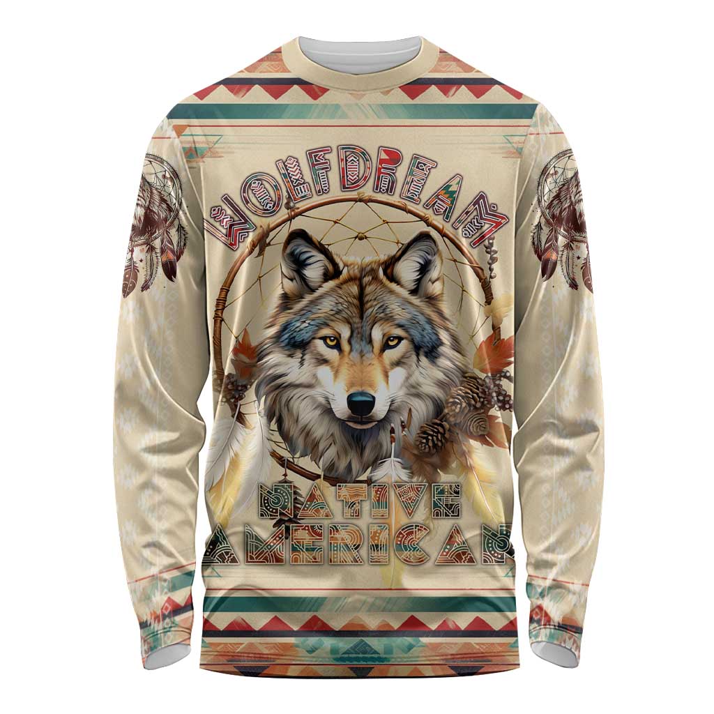 Native American Wolf Dreamcatcher Long Sleeve Shirt Vintage Style - Wonder Print Shop