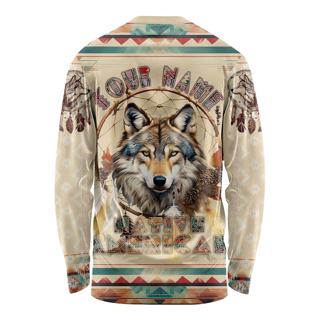 Native American Wolf Dreamcatcher Long Sleeve Shirt Vintage Style - Wonder Print Shop