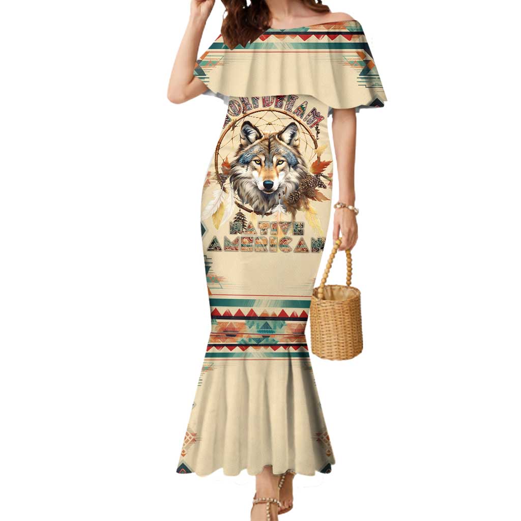 Native American Wolf Dreamcatcher Mermaid Dress Vintage Style - Wonder Print Shop