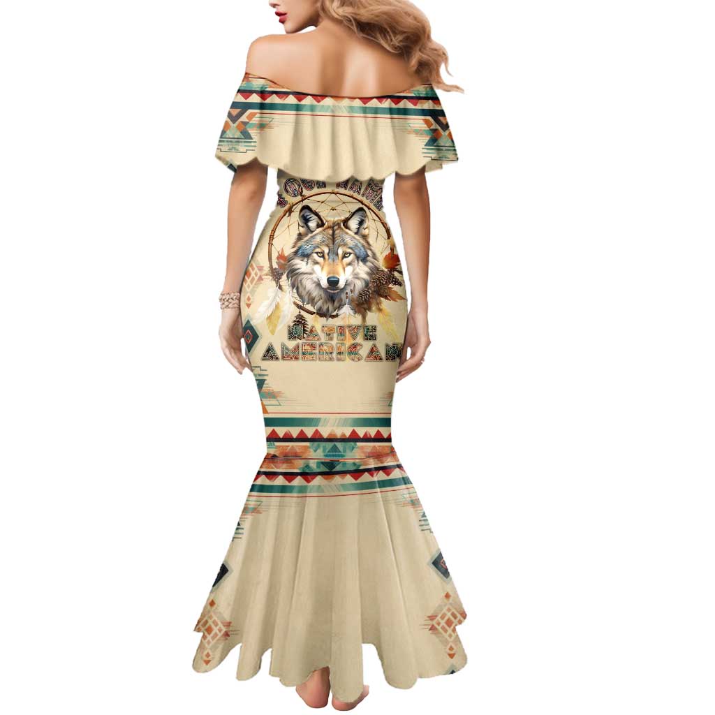 Native American Wolf Dreamcatcher Mermaid Dress Vintage Style - Wonder Print Shop