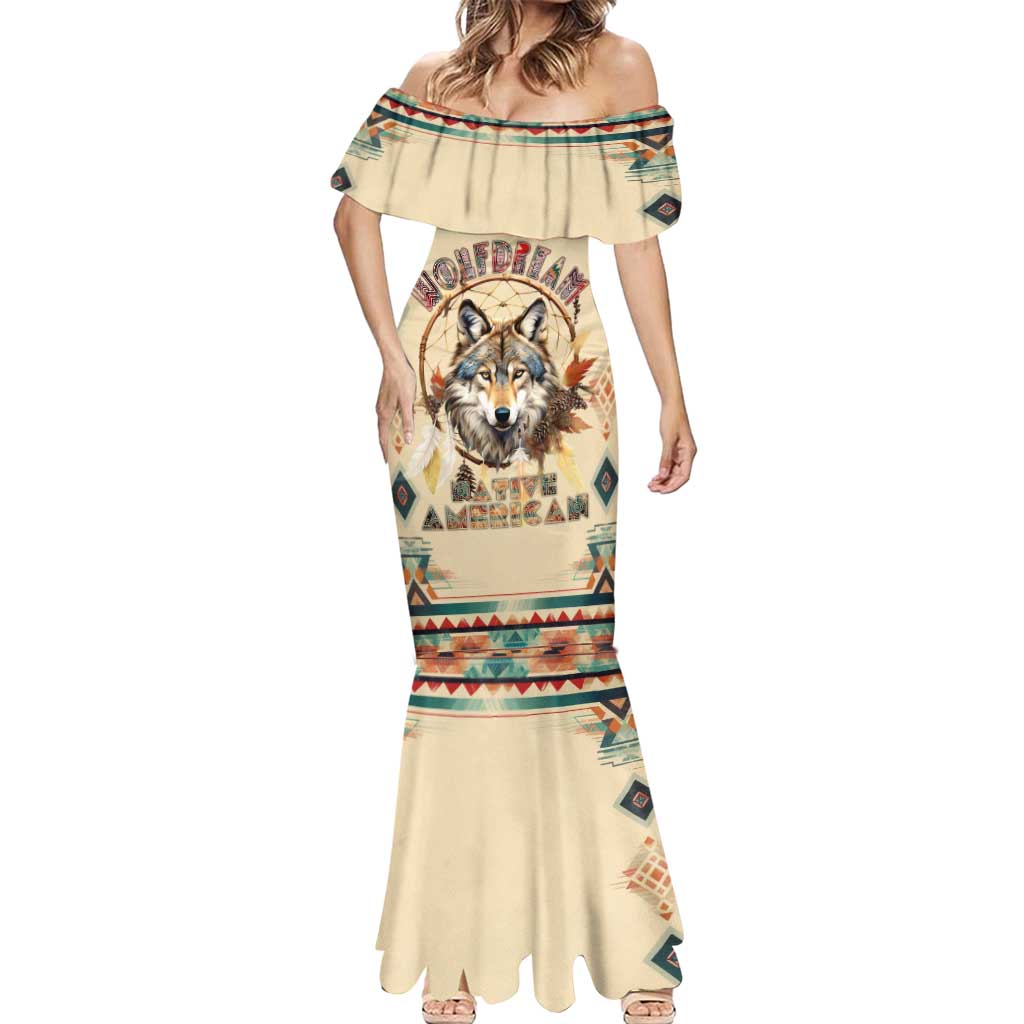 Native American Wolf Dreamcatcher Mermaid Dress Vintage Style - Wonder Print Shop