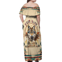 Native American Wolf Dreamcatcher Off Shoulder Maxi Dress Vintage Style - Wonder Print Shop