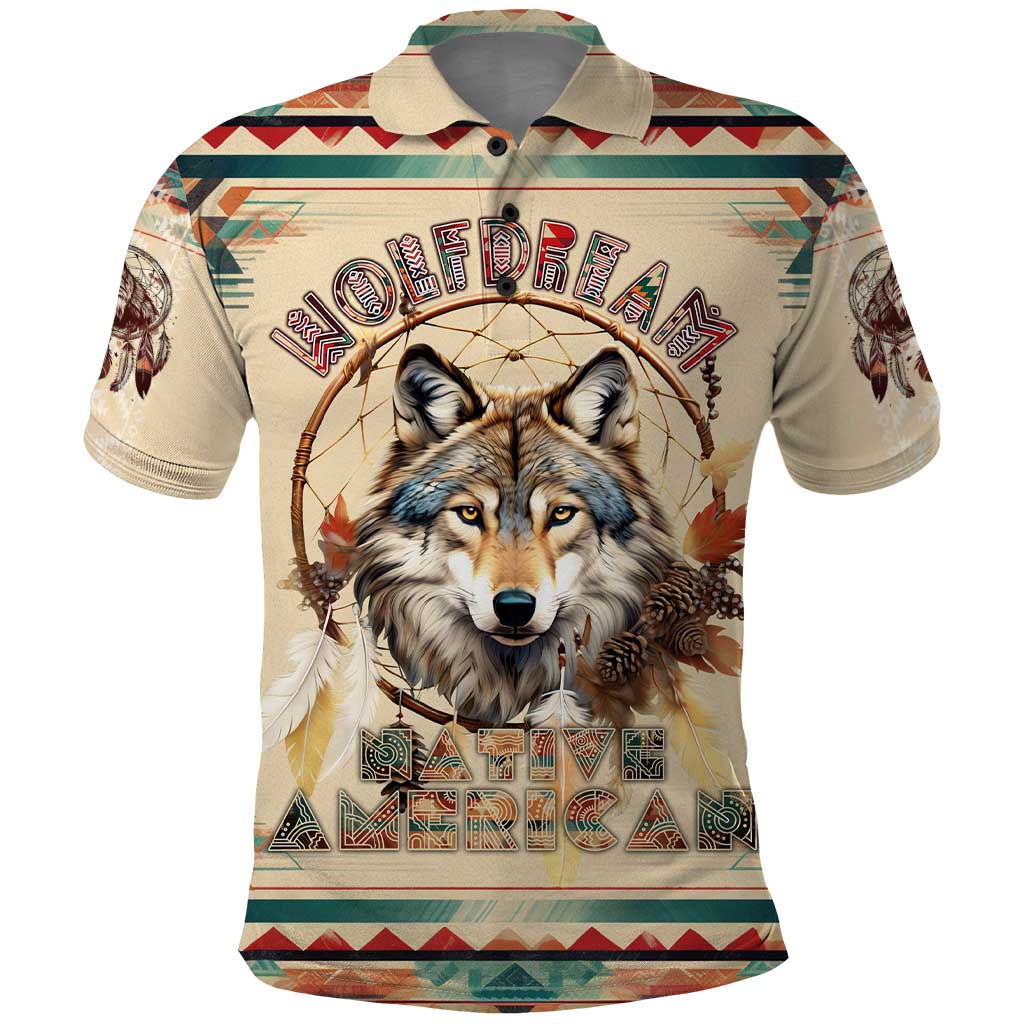 Native American Wolf Dreamcatcher Polo Shirt Vintage Style - Wonder Print Shop